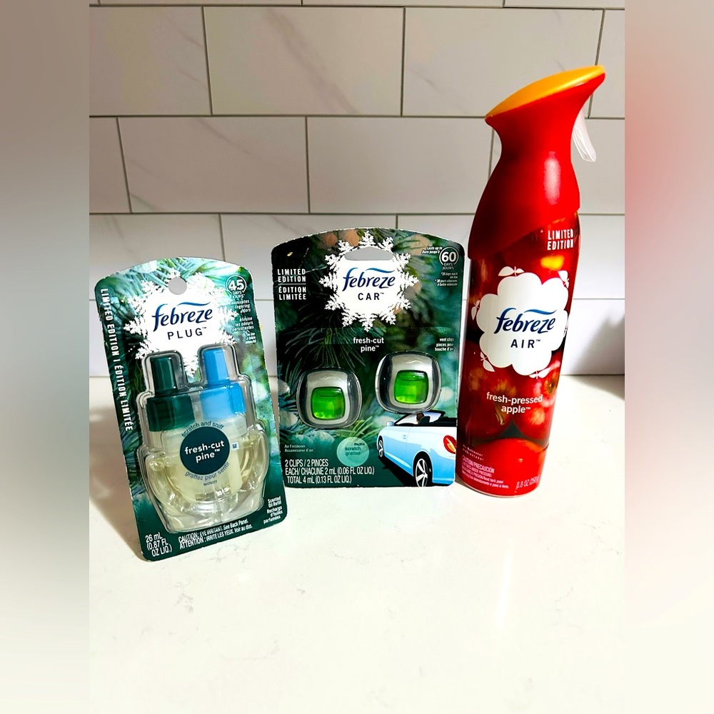 Febreeze Bundle! Car Air Fresheners, Spray,Plug In Fresh Cut Pine/Pressed Apple